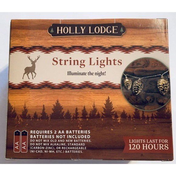 Pine Cone String Lights Christmas Mantle Camper Lodge Farmhouse 6 Battery Oper - Picture 7 of 9